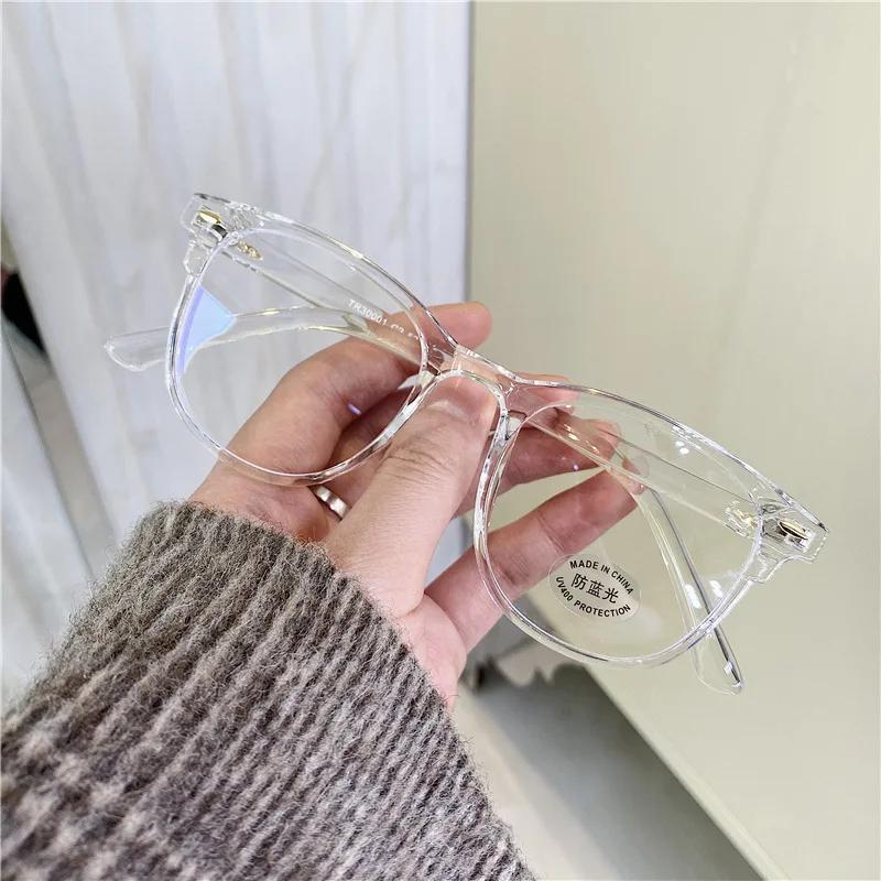Transparent Women's Finished Myopia Glasses Blue Light Blocking Clear Lens Minus Diopter Eyeglasses Fashion Ladies Round Eyewear