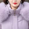 Col en fourrure véritable Vestes matelassées pour femmes d'âge moyen Parkas d'hiver vintage Élégantes Chaudes Épaisses Grandes Tailles Manteaux longs en duvet Femme Vêtements d'extérieur