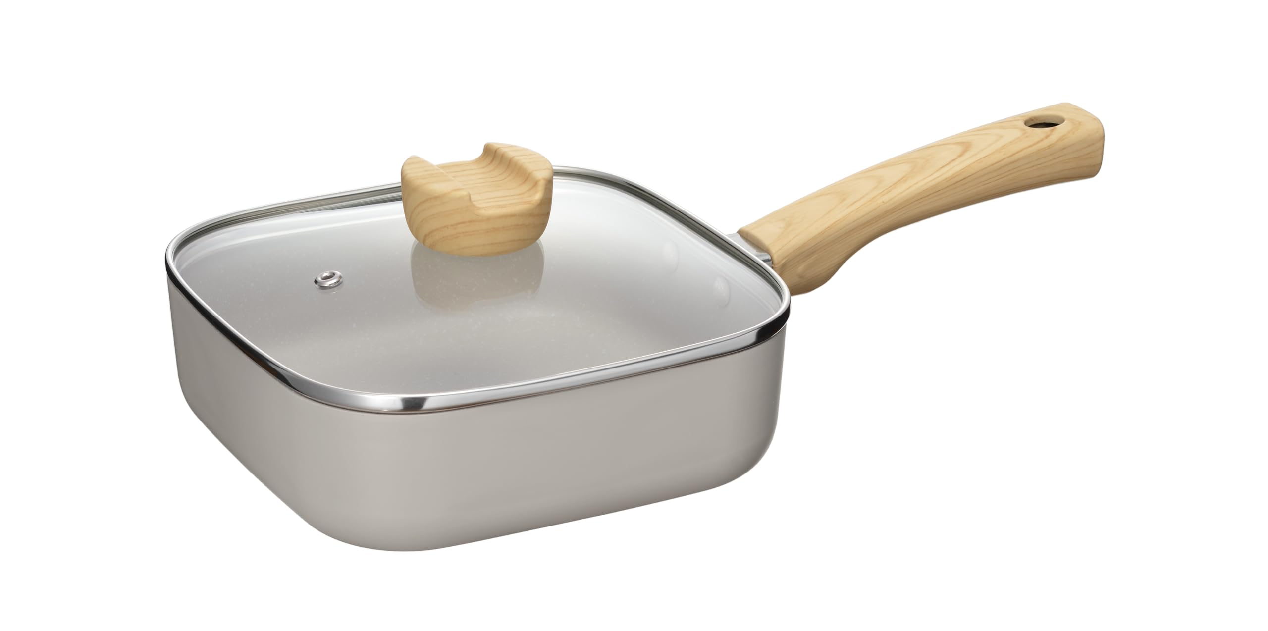 Wahei Freiz Square Frying 18 x 18 with Fluororesin IH and Gas Hopea Pan, cm, Lid, PFOA-Free, Coating, Compatible, MB-2711 серый