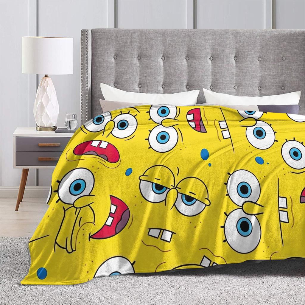 Cartoon Blanket Flannel Spring Autumn SpongeBob SquarePants Breathable Super Soft Throw Blankets for Bedding Car Bedspread