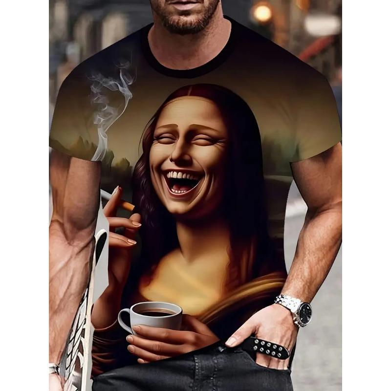 Sommer Herren T-Shirt Lustiges Gedrucktes Muster Kurzarm Sommer Outdoor Mode Rundhals Tops Übergröße Locker Herrenbekleidung