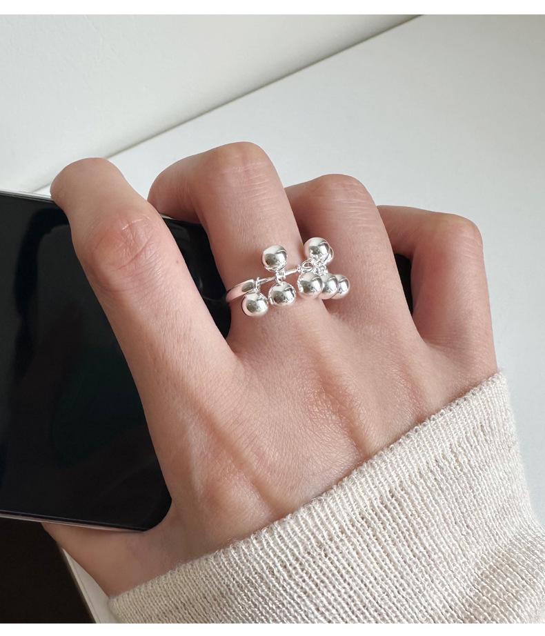Elegant Grape Cluster Bead Ring for Women - Adjustable Open Design Adjustable