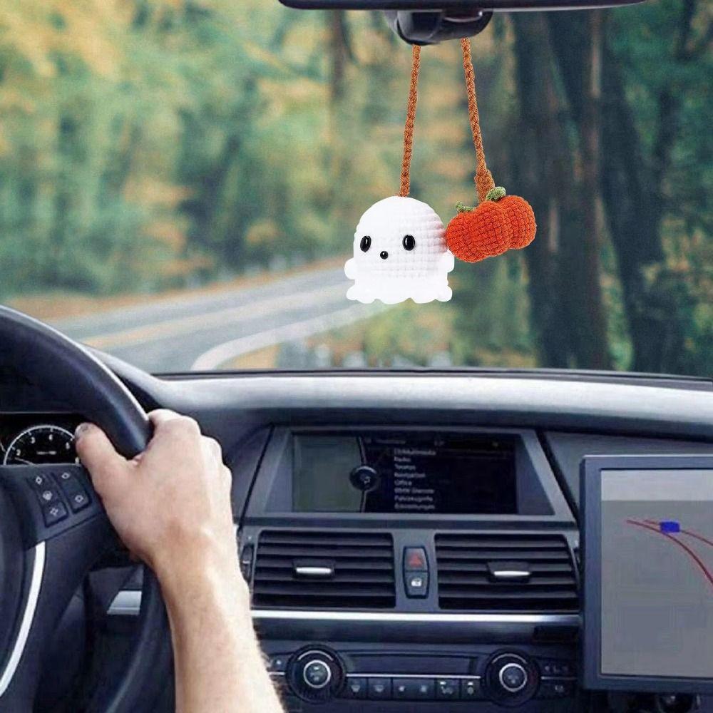 Ghost Shape Halloween Ghost Pendant Creative Crochet Halloween Decorations  Car Interior Decor