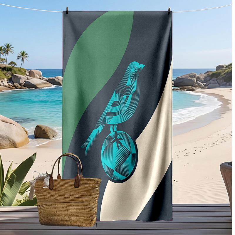 Norwich City Fußball Print Strandtuch, Großes Weiches Schnelltrocknendes Handtuch für Strand Camping Schwimmen