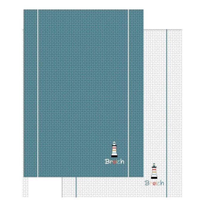 Lot de 2 torchons nid d abeille 50 x 70 cm Phare breizh bretagne