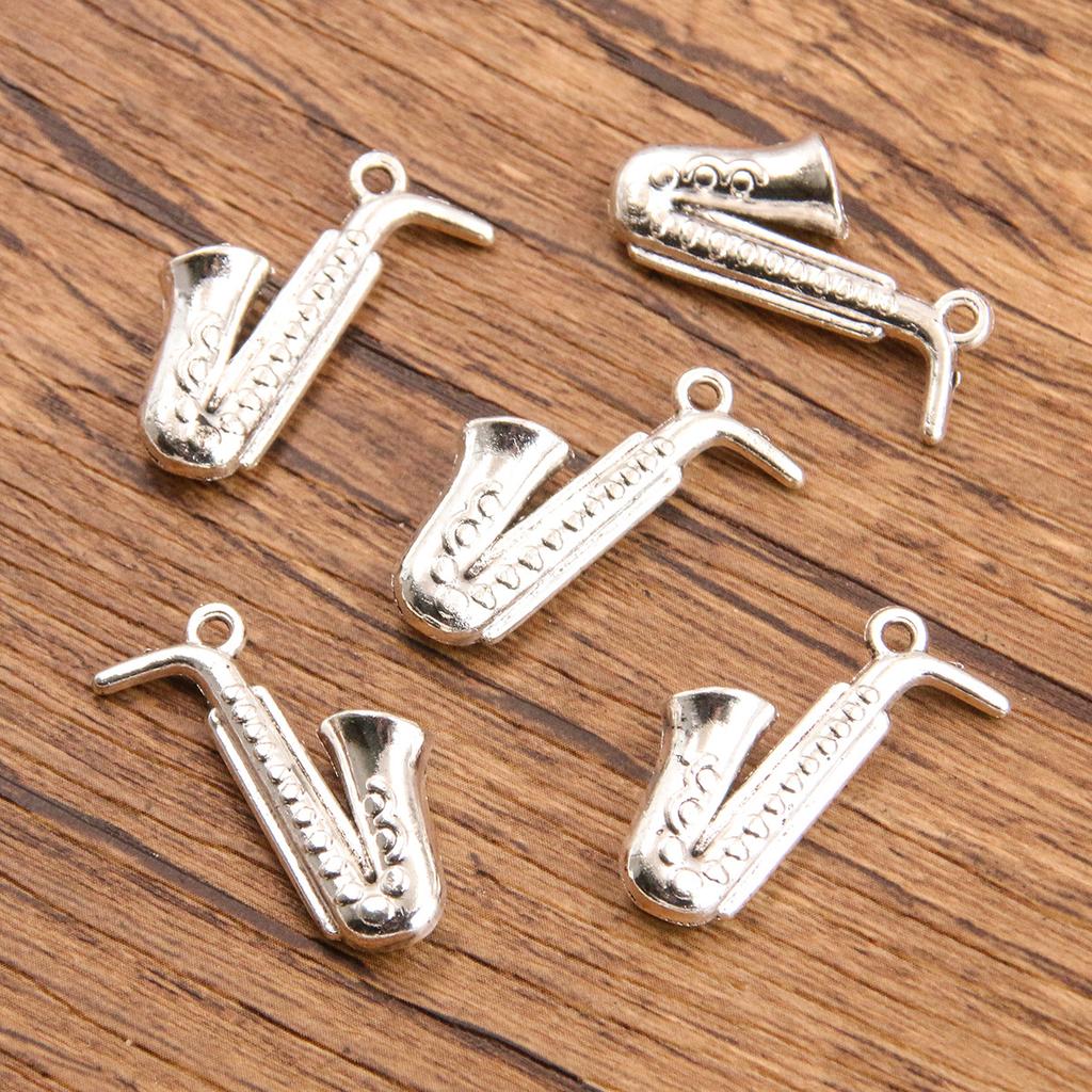 10pcs Musical Note Pendant Piano Guitar Microphone Speaker Suona Music Equipment Alloy Jewelry Accessories