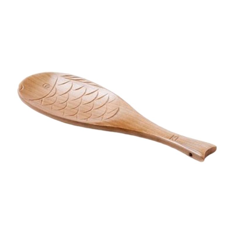 User Friendly Wooden Fish Rice Scoops Heat Resistant Handle Kitchen Tool Unique Shape Multipurpose Cooking Accessory