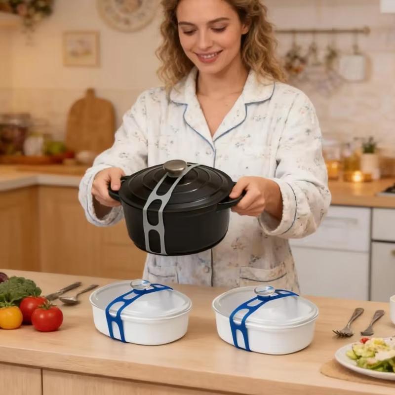 5Pcs Reusable Silicone Binding Strap Adjustable Lunch Box Lid Fixing Band Multi Purpose Elastic Strap For Kitchen Travel Outdoor