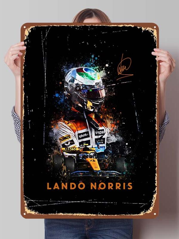 Lando Norris Racer Posters F1 Racing Metal Signs Gaming Room Decoration Custom Tin Plates for Wall Art Decoration Retro Decor