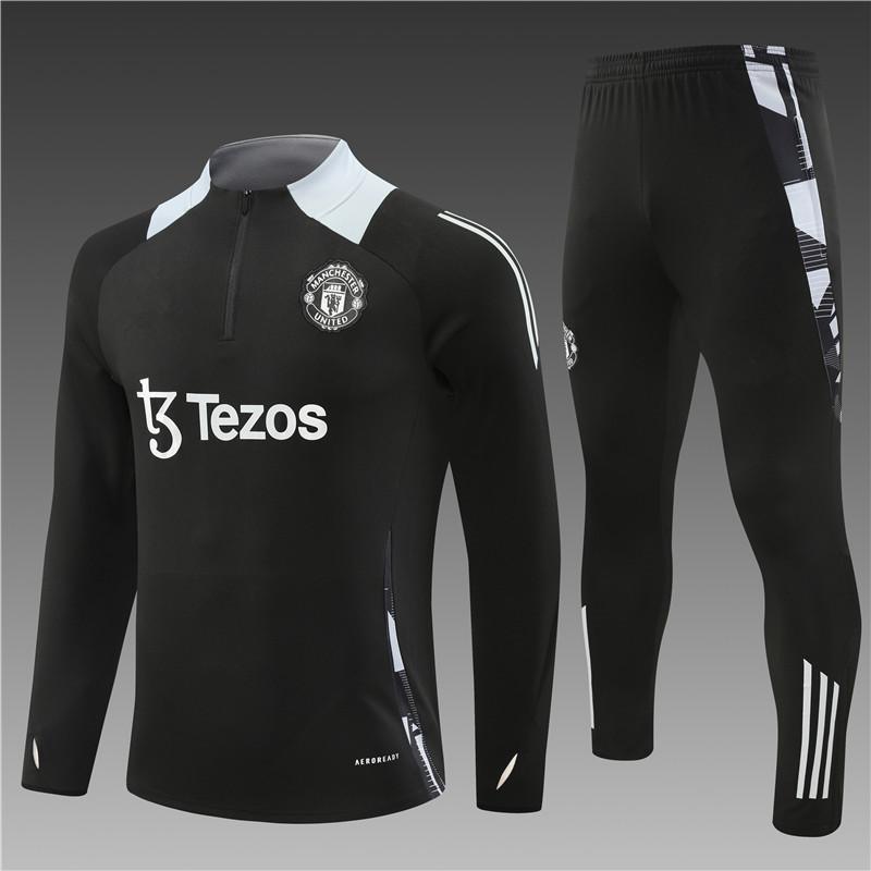Manchester United Football Suit Custom Autumn And Winter Long-Sleeved Half-Pull Pre-Game Warm-Up Children'S Short-Sleeved Training Suit