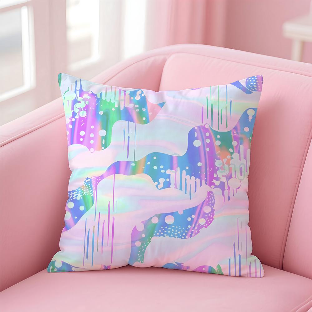 Abstract Trippy Colorful Art Psychedelic Texture Cushion Cover Pillowcase Short Plush Invisible Zipper Room Sofa Cushion Cover