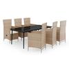 VidaXL Ensemble de salle à manger de jardin avec coussins 7 pcs Beige