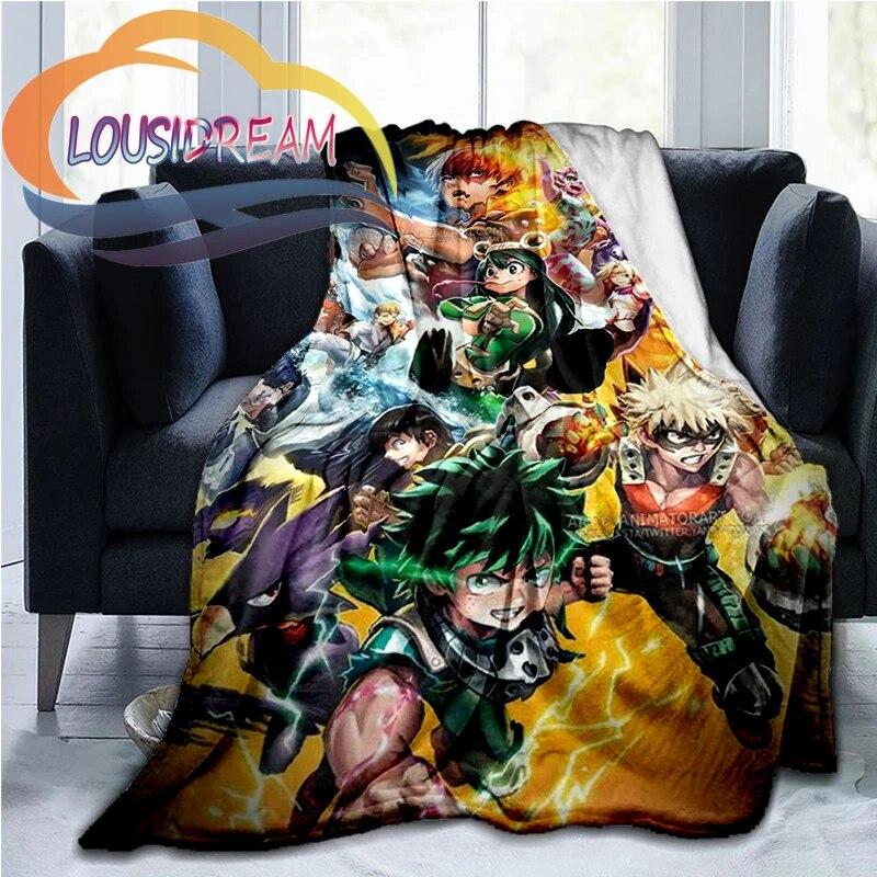 My Hero Academia Nadýchaná vlněná deka Flanel Hřejivost Měkká plyšová pohovka Throw čtvercová deka Tourist