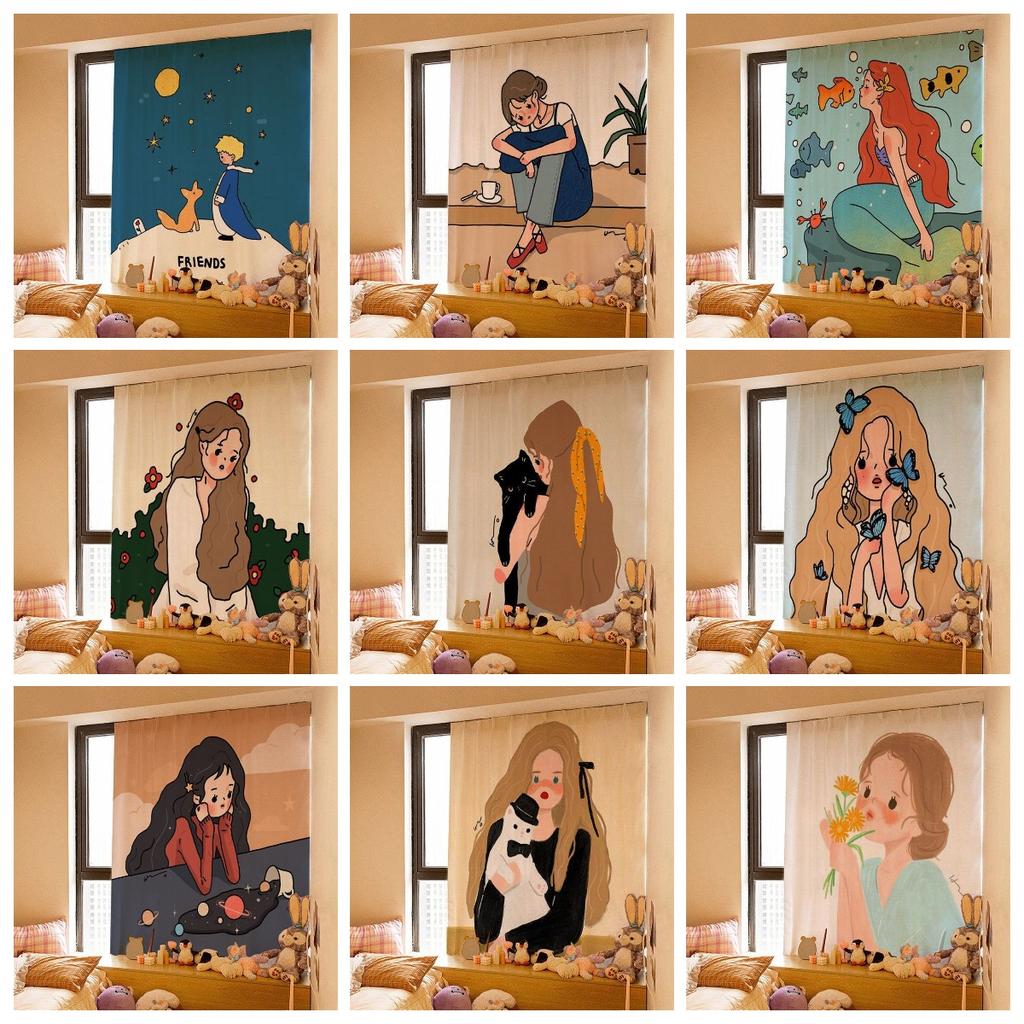 Curtain Window Velcro Self Adhesive Blackout Drapes Home Bedroom Ins Decorative
