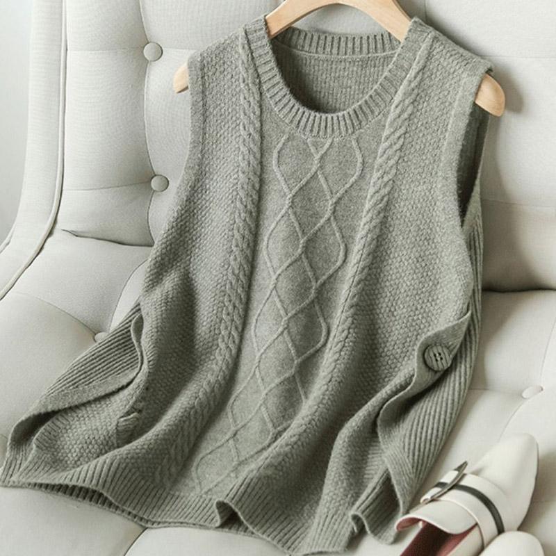 Vest for Women Cotton Autumn Winter Sleeveless Tops Knitted Sweater Vest Oversize Thickened  Casual V-neck Vest