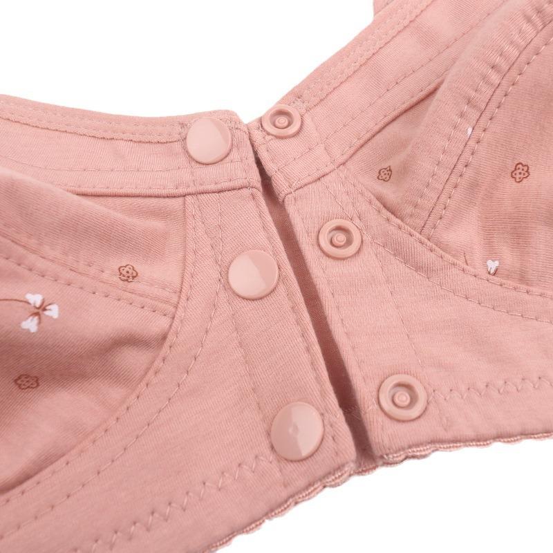 New Large Size Bra Front Buckle Soft Cotton Thin Cup Middle-aged and Elderly Underwear Front Buckle Printing No Steel Ring Underwear Type