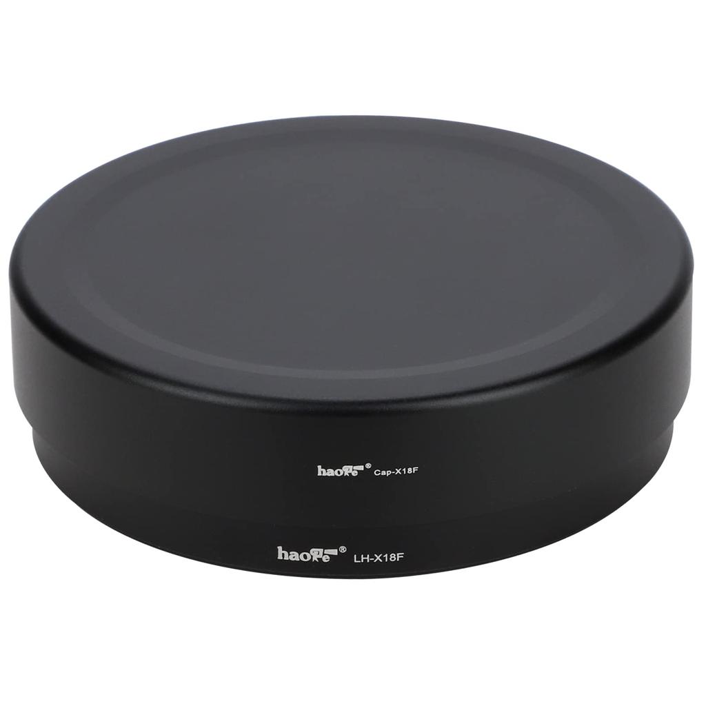 Haoge Metal Square Bayonet Lens Hood for Fujinon XF 18mm R LM WR Lens with Metal Front Cap F1.4