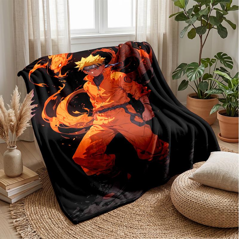 Naruto Uzumaki Printed Flannel Blanket Skin Friendly Warm Decorative Throw for Indoor Couch Bed Daily Use