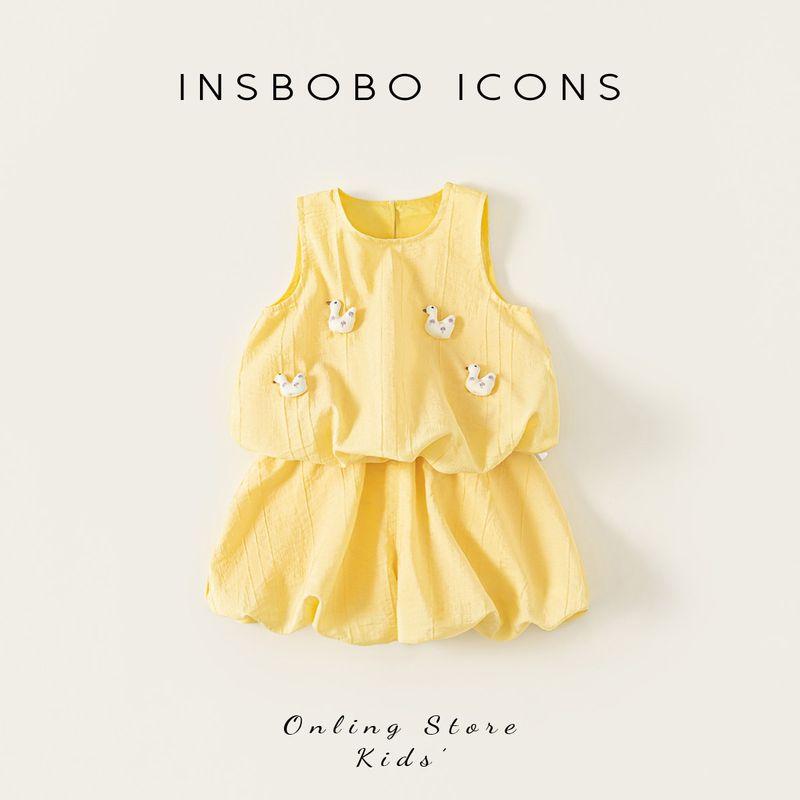 Girls  Summer Outfit 2026 New Style Baby Girl Summer Set Dopamine Children s Clothing Trendy Girl Summer Fashion Yellow 100