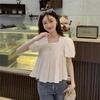 Korean Sweet Ruffled Puff Sleeve Women's Shirt, Square Neck, Summer Arrival, Waist-Cinching Doll Top, Short Sleeves