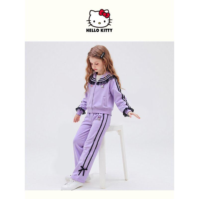Kuromi Girls' Autumn Outfit 2025 New Sweet Lace Medium and Large Children's Sportswear Girls' Autumn Two-Piece Set