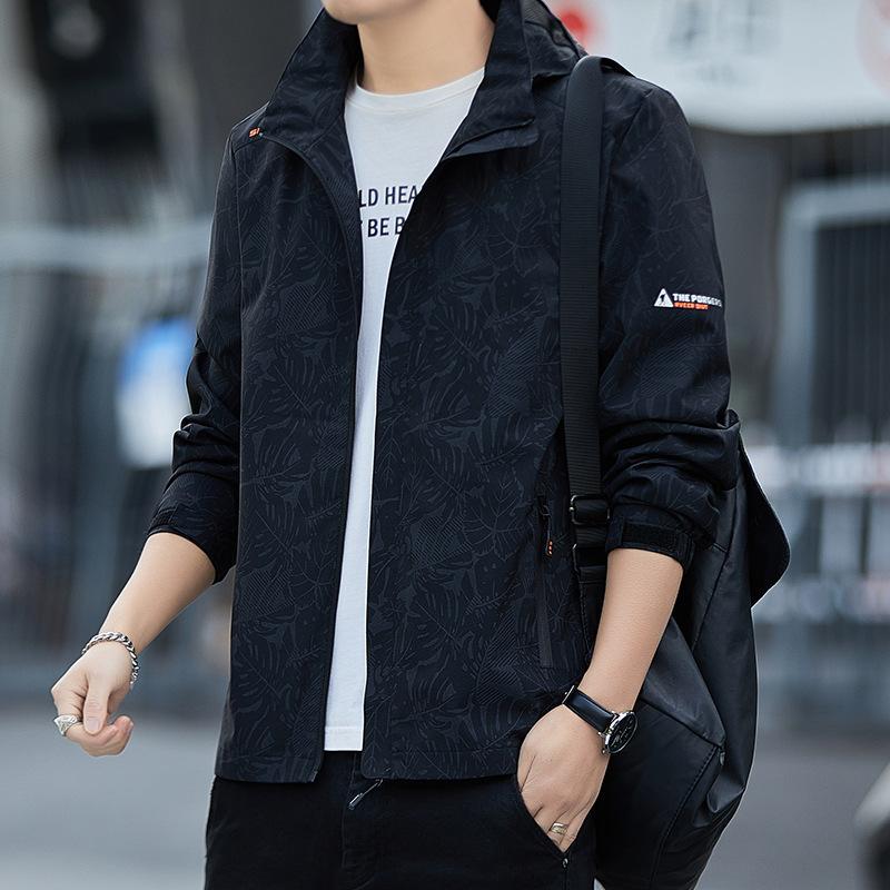 

Куртка Куртка мужская ветрозащитная водонепроницаемая весенне-осенняя повседневная куртка с капюшоном мужской тренчкот 5XL чёрный