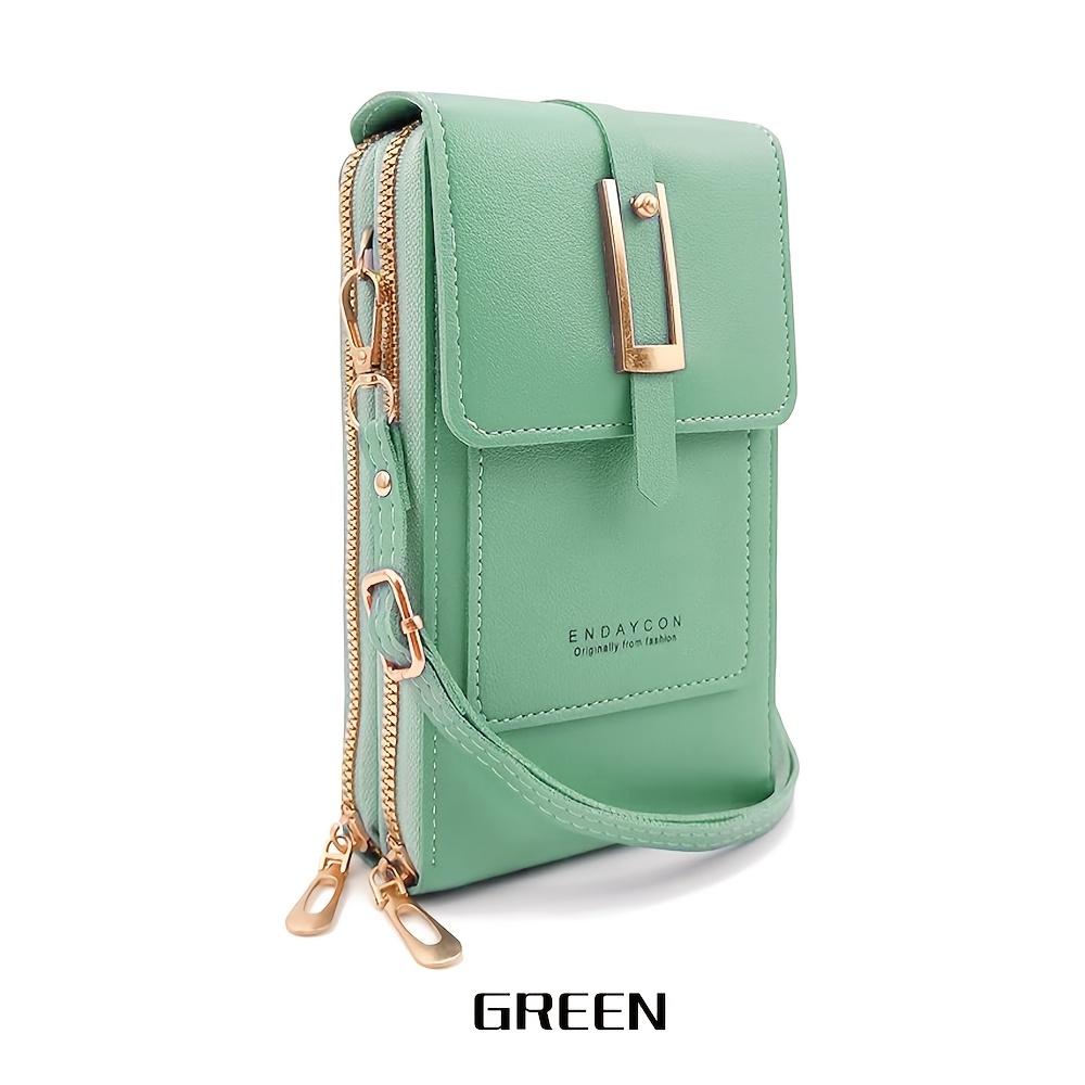 Women'S   Touchscreen Phone Pouch - Multi-Functional Multi-Layer Card Holder & Coin Purse Zipper Closure, Synthetic Faux Leather, Polyester Lining