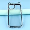 For iPhone 14 Case Cat Ear Design TPU + Acrylic Clear Phone Back Cover