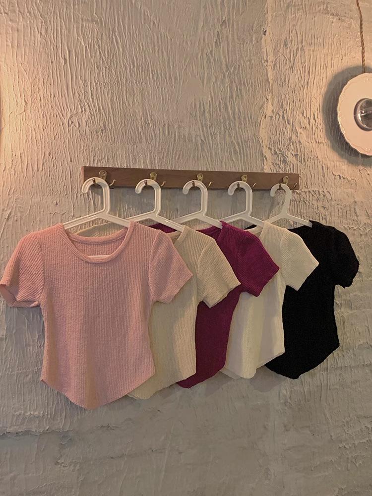 Short-sleeve Knit Sweater for Women, New Summer Trendy Irregular Student Top, Slim Fit, Hot Girl T-shirt