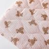 Pale Yellow Pink Plaid Bear Print Fabric Quilted Cotton Wadded for Winter Vest Padded Coat Outerwear DIY Textile Material