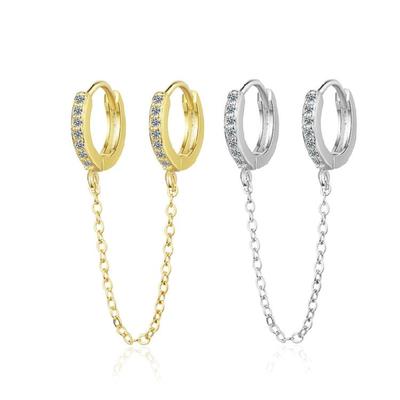 Personalized Handcuff Hoop Earrings Double Piercing Earring Dangle Chain Jewelry