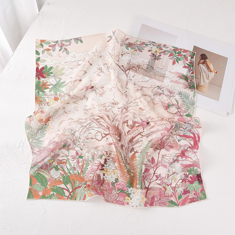 Korean version of thin georgette silk silk scarf women's travel sunscreen shawl travel square scarf headscarf wholesale
