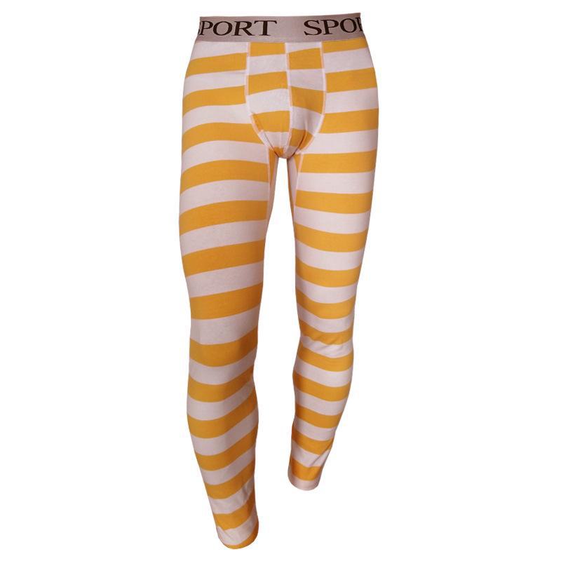 Men's Striped Camouflage Cotton Long Johns - Warm Autumn/Winter Underwear Pants