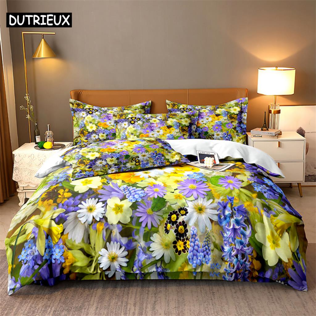 Lavender Queen Bedding Set Rose Duvet Cover Kids Bedroom Bed Set Comforter Cover Set King Size Duvet Cover Set Bedding Sets