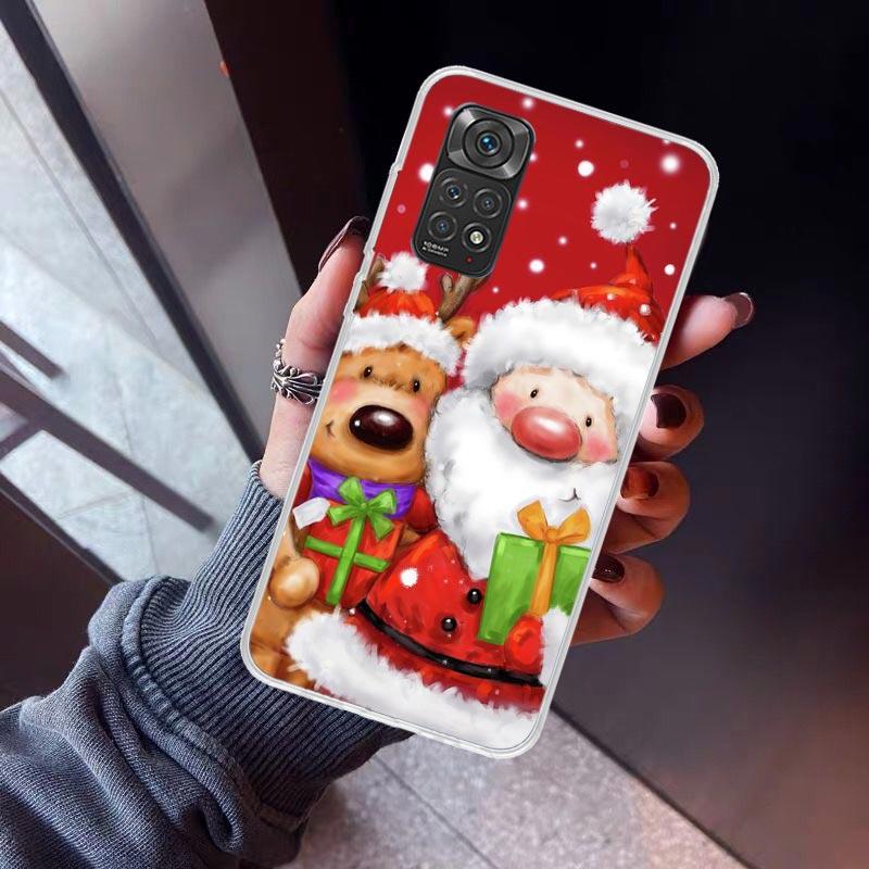 Happy Christmas Cute Bear Gift Phone Case For Xiaomi Redmi Note 10 11 12 13 14 15 Pro Plus 11S 12S 14S 11T 11E 10S Soft TPU Back