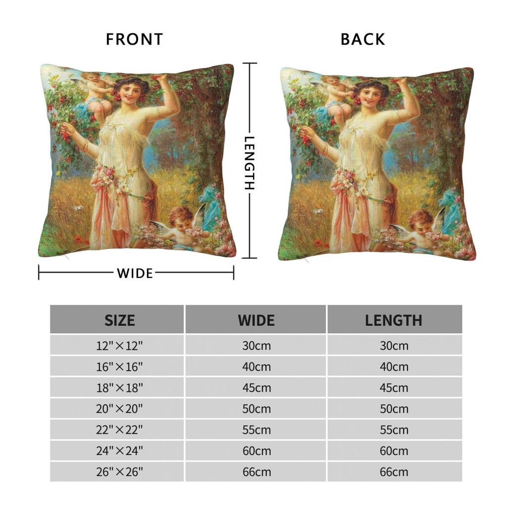 Allegory Of Summer Messengers Of Love Square Pillowcase Polyester Linen Velvet Pattern Throw Pillow Case Bed Cushion Cover 45X45