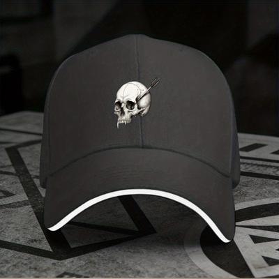 Skull and Arrow Graphic Baseball Cap Vampire Fang Style Street Adjustable Polyester Baseball Hat