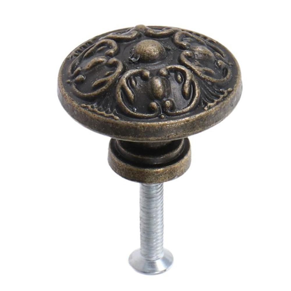 Retro Brass Bathroom Pulls Bronze Single Hole Closet Door Knoks Solid Round Cabinet Knobs for Warehouse, Glass Door& Garden Door
