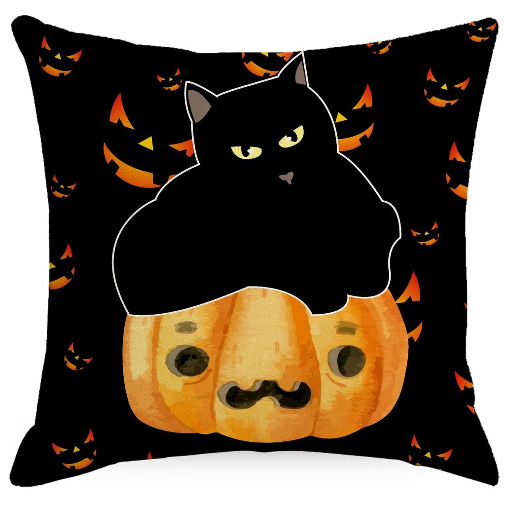 Halloween Pumpkin Ghost Print Pattern Cushion Cover Home Living Room Sofa Decoration Throw Pillow