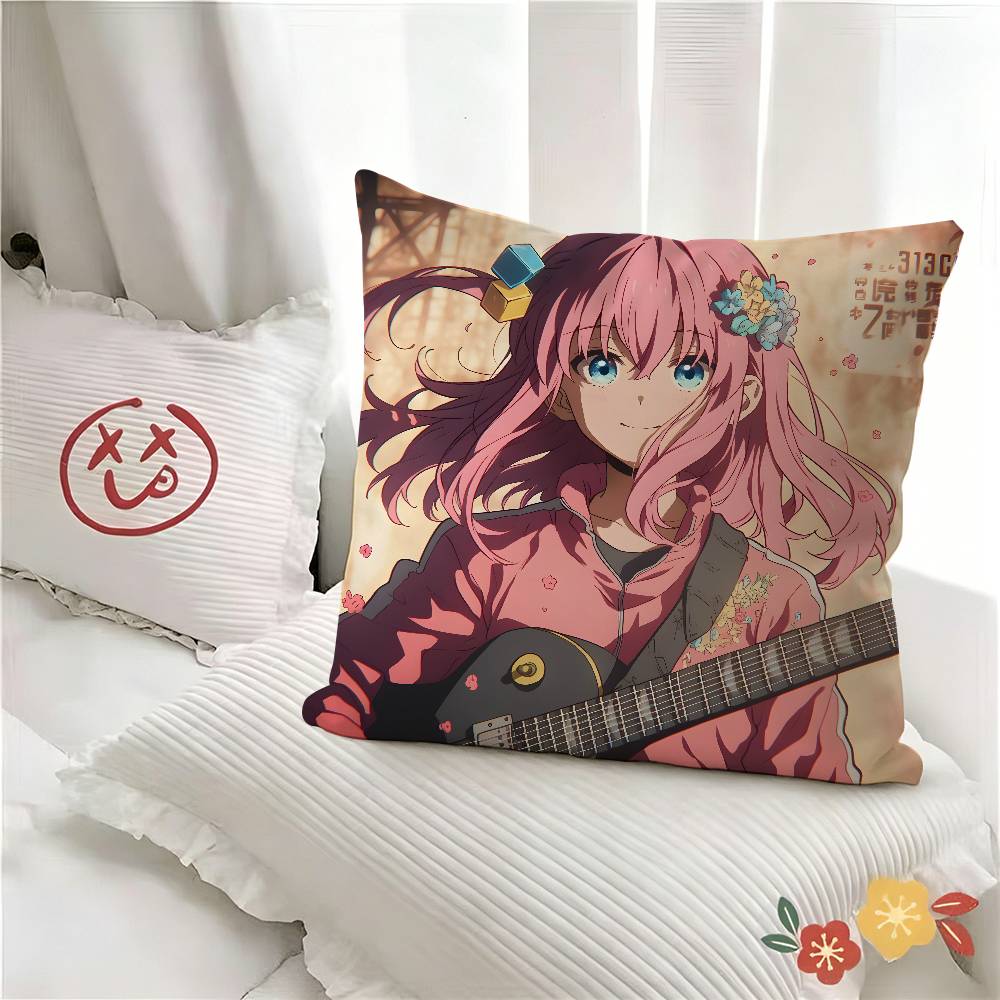 pc Anime BBocchi The RRock Pillow Case Fashion Square Pillowcase Bedroom Sofa Room Ins Decoration Leisure