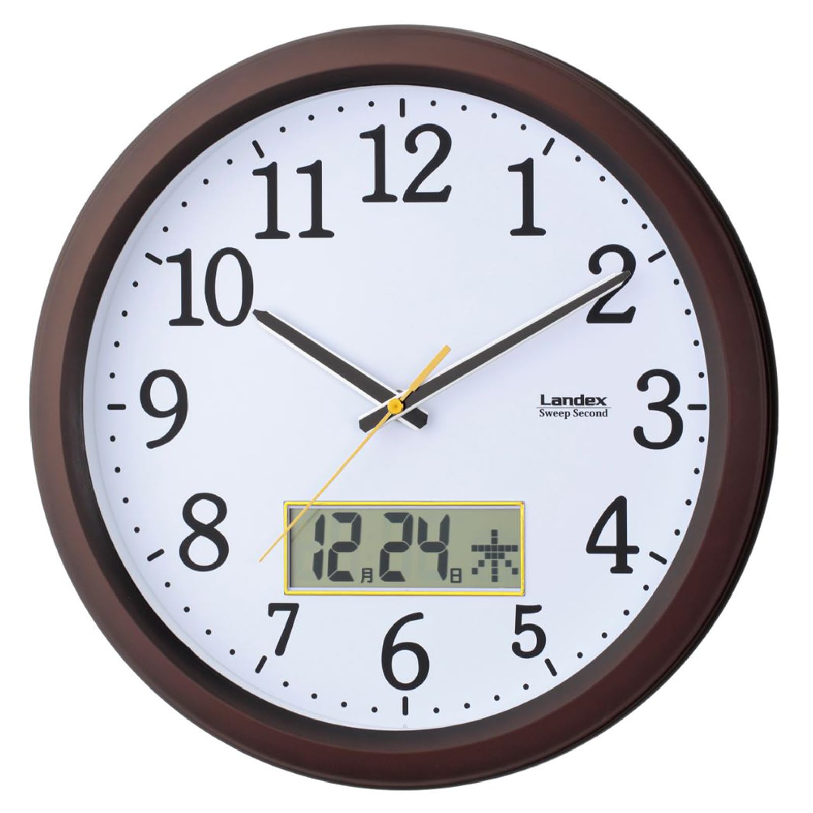 

Landex Wall Clock, Dark Brown, 32.5cm, Diatime, Analog, Date, Day of the Week Display, Stylish, Quiet, Continuous Second Hand, YW9142DBR