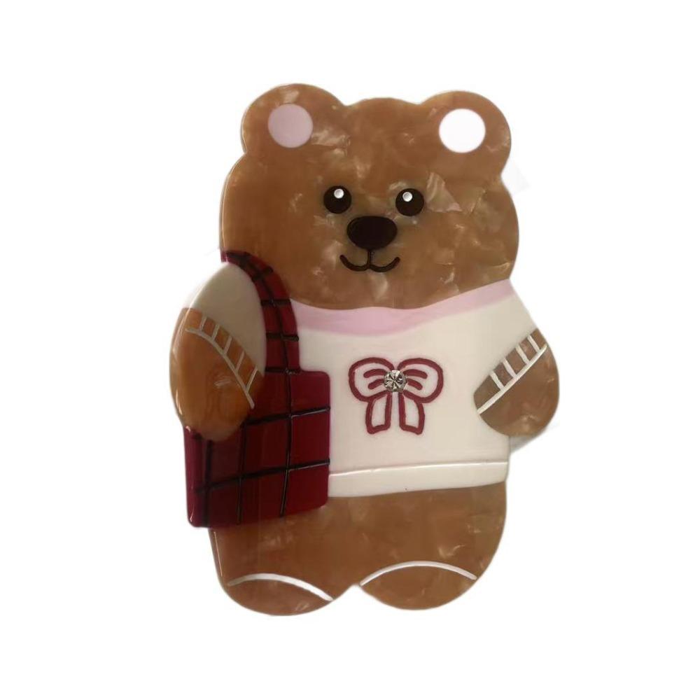 

Acetic Acid Cartoon Bear Shark Clip Korean Style Small Hair Claw Cute Hair Carb Clip Female коричневый