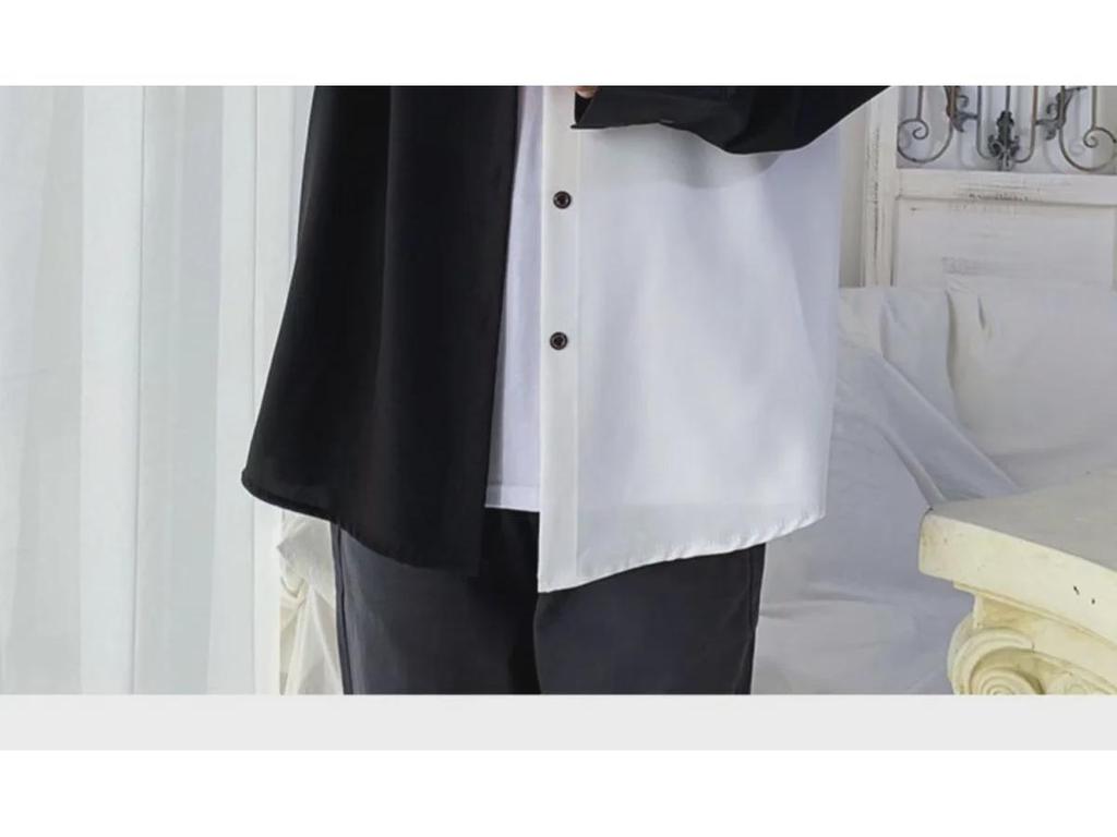 Men's Cold Style Stitching Shirts - Autumn Black & White Niche Tops, Streetwear Jackets