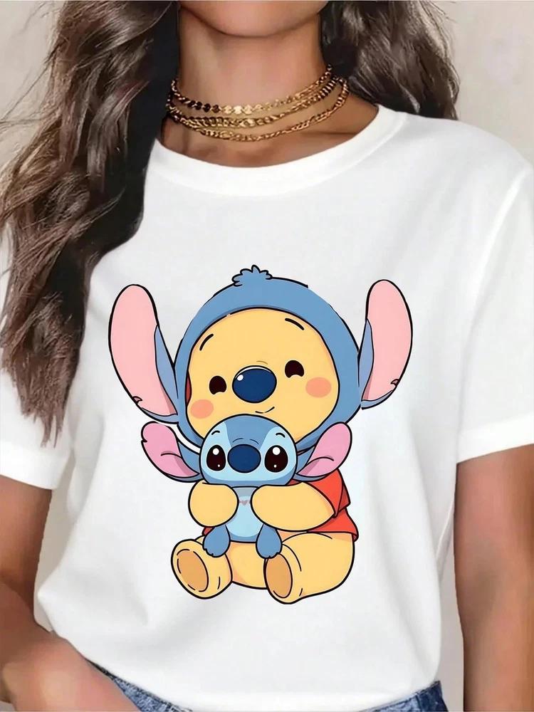 Cute Stitch And Pooh Hugging TShirt Unisex S