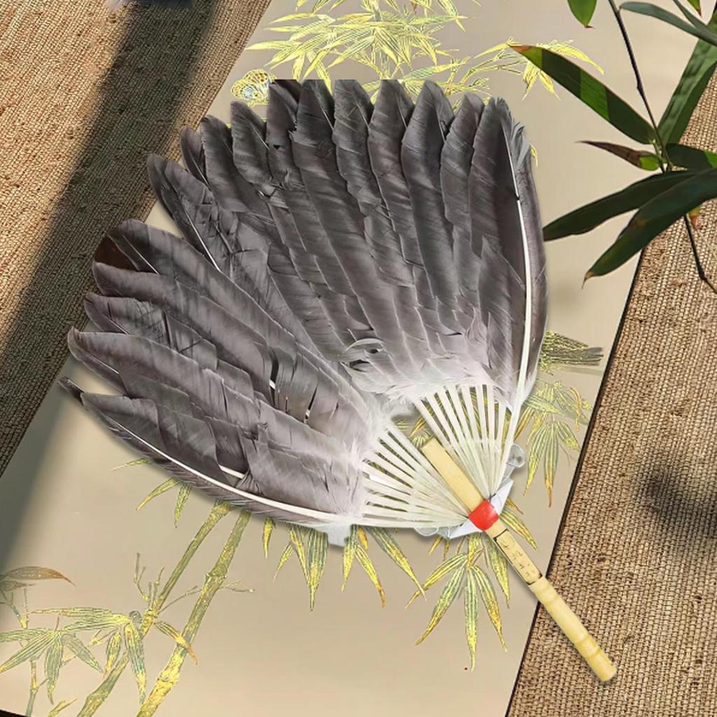 Chinese Zhuge Liang Feather Fan, Feather Handheld Fan Decor, Decorative Versatile Men Portable Chinese Summer Fan for Dance