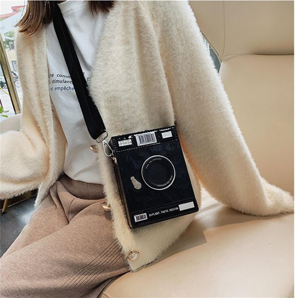 Moda casual personalidade criativa alça de ombro larga câmera pequena bolsa quadrada moda simples bolsa de ombro único bolsa crossbody