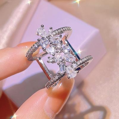 Multi Layer Smart Diamond-encrusted Female Ring Index Finger