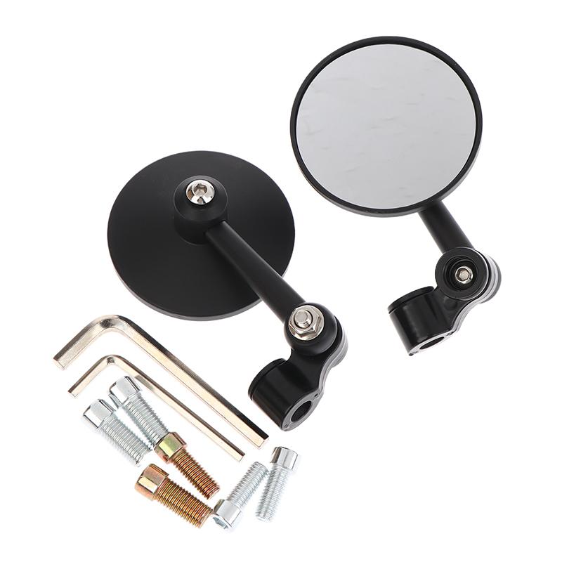 1Pairsmotor Aaccessories Aluminum Alloy Round Bar End Rear Mirrors For Moto Side View Mirrors Motorbike Scooters Rearview Mirror