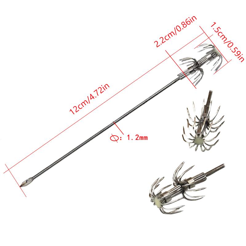 1/8/10/20Pcs/ Box Umbrella Hooks Live Bait Hooks Squid Blow Tubes Octopus Squid Hooks Stainless Steel Fishing Gear Accessories
