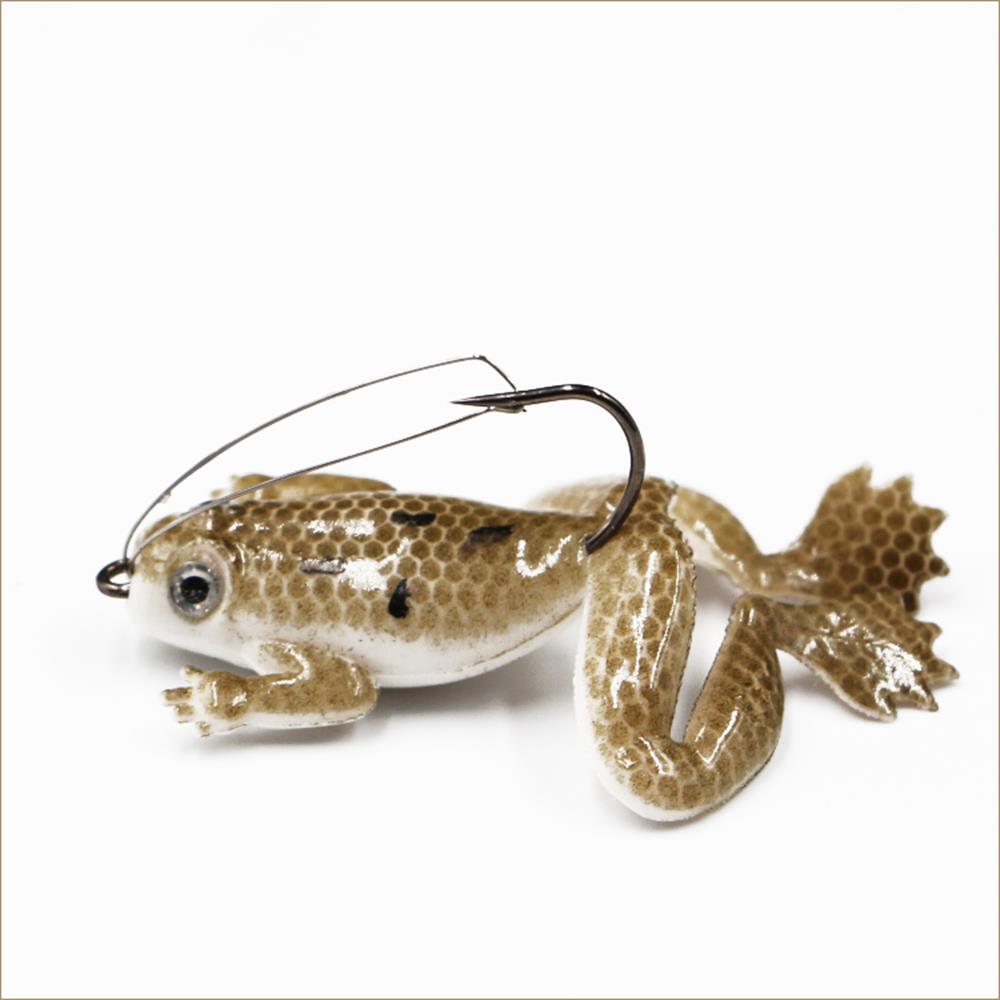Selco Hot Sale Rubber Frog Bait With Single Hook Artificial Fishing Gear Accessories (Brown,65mm&5g)